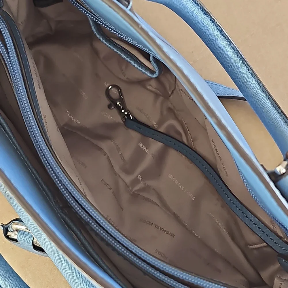 MICHAEL Michael Kors‎ Blue Saffiano Leather Large Emma Satchel